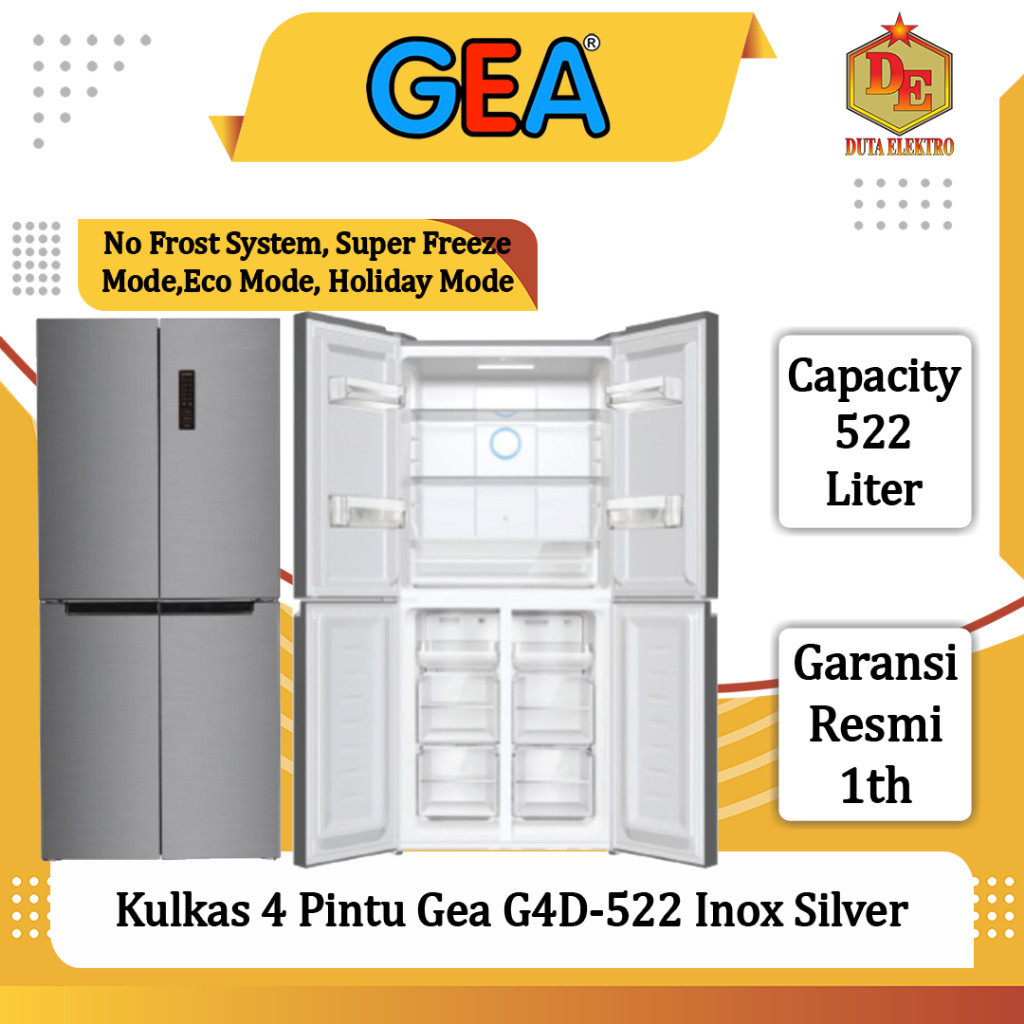 Kulkas 4 Pintu Gea G4D 522 Inox Silver