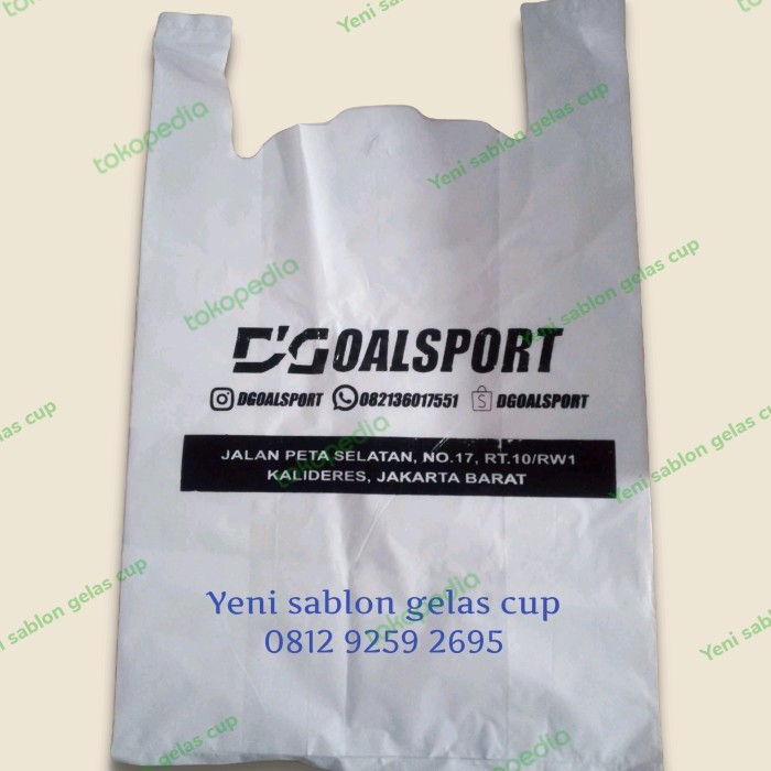 

plastik ukuran 35 putih/transparan sablon logo custom
