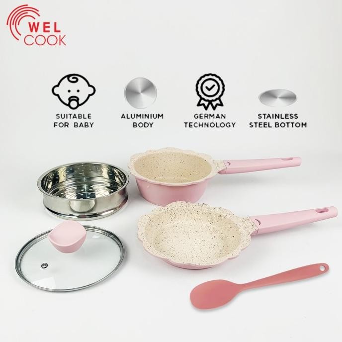 Welcook Peralatan Panci Bayi Baby Cookware-Pink
