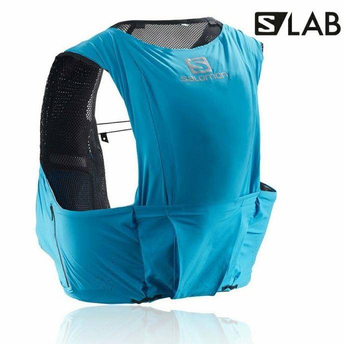 BEBAS ONGKIR - Tas Lari Trail Salomon Vest S/Lab Sense Ultra 8 Set Original - Blue