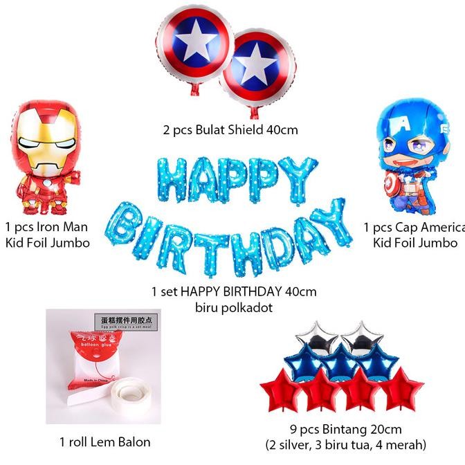 [PAKET] BIRTHDAY SET AVENGER KID BATTLE TIRUAN DEKORASI BACKDROP ULTAH STOK TERBATAS