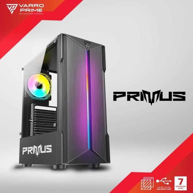 TERBARU - Casing Varro Prime Primus micro atx glass led rgb