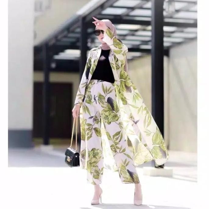 Buy New Leafy Long Cardy Set | Cardy Set | Homey Dress | Baju Pantai Muslimah Fashion 2024