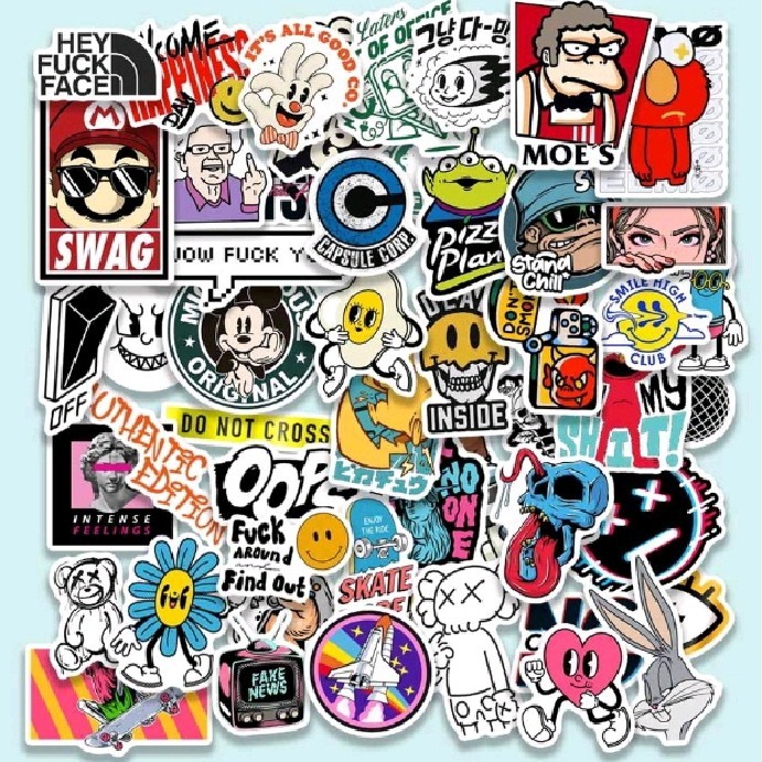 

sticker logo vinyl hypebeast mobil waterproof hiasan dekorasi untuk jurnal hp laptop koper helm mobil 50pcs