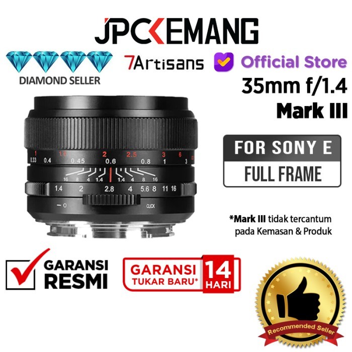 7Artisans 35mm f1.4 Sony FE 7Artisan 35 mm f/1.4 GARANSI RESMI