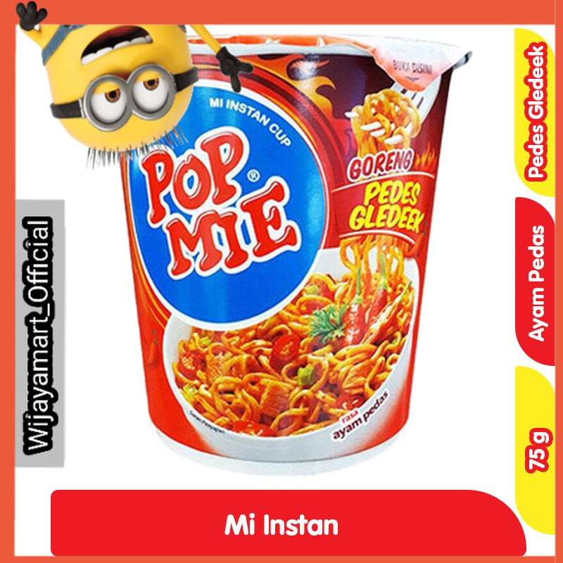 

Pop Mie Mi Instan Cup Goreng Pedes Gledeek Ayam Pedas 75 g