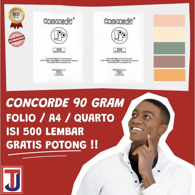 

Kertas Concorde Ukuran F4 A4 Kuarto 90 Gram isi 500 lembar Warna Putih