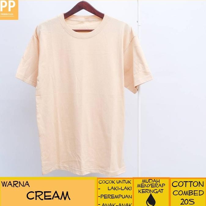 KAOS POLOS PRIA WANITA ANAK LAKI ANAK PEREMPUAN WARNA CREAM COTTON