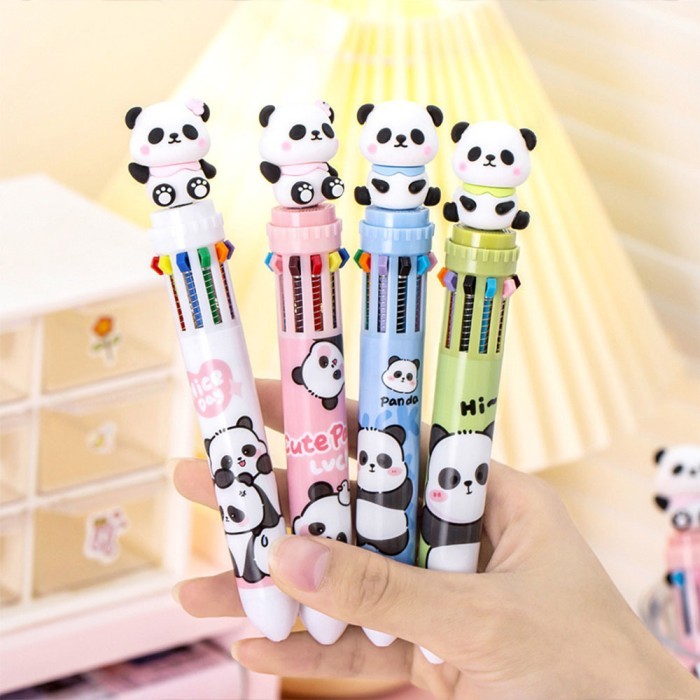 

Terbaru 1 Piece Lytwtws Cute Ballpoint Pen Press Cartoon Panda Multicolor 10 In 1 Colors Stationery