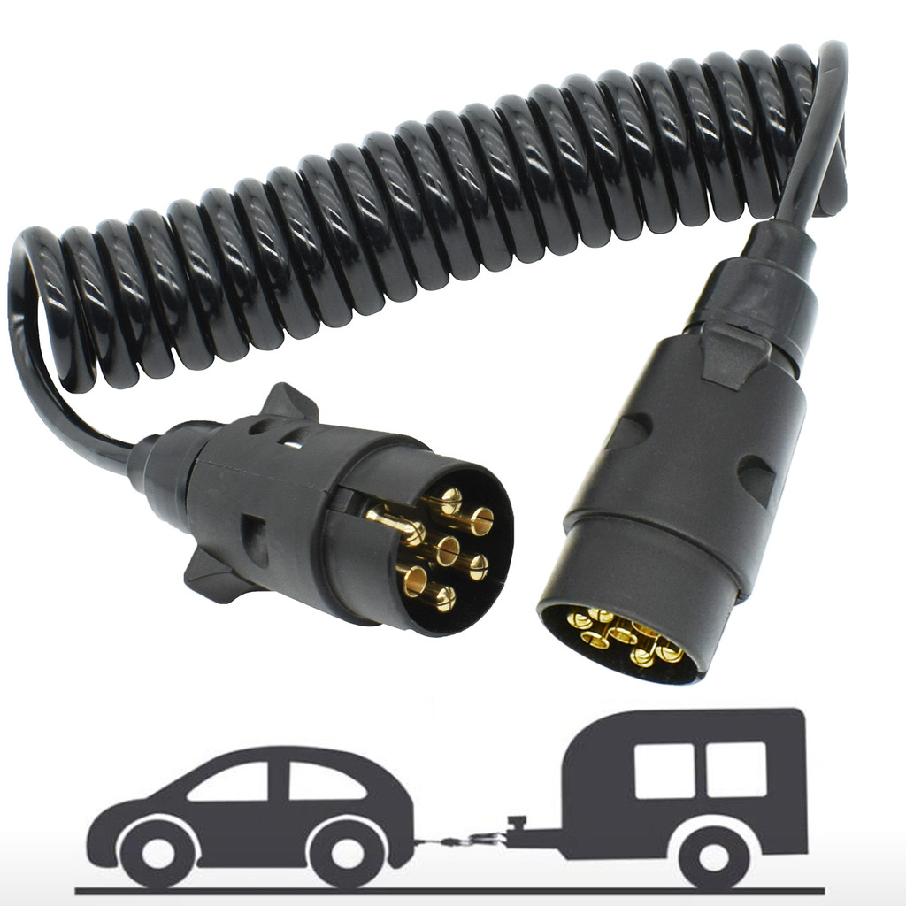 

9.8' 7 Pin Trailer Truck Light Board Extension Cable Lead Male To Male Wire Plug Socket Wire Part Couplings Circuit Plug Socket