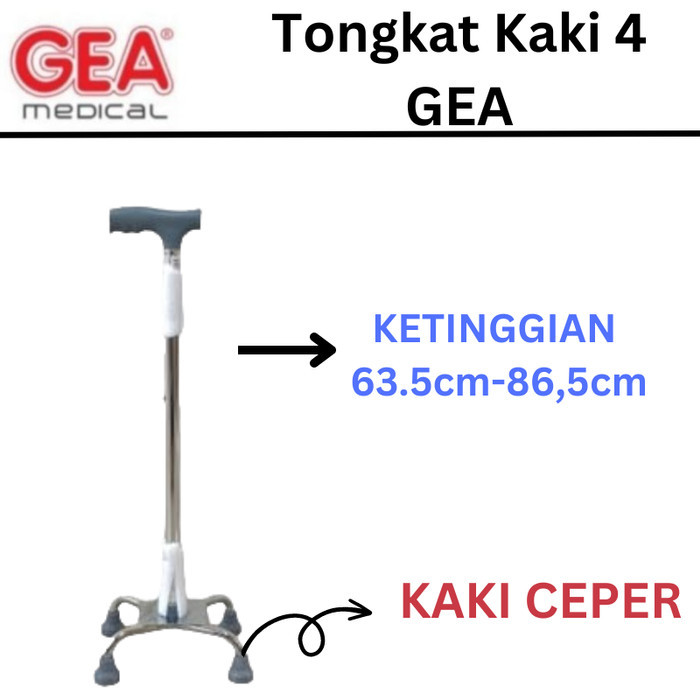 Terbaru Tongkat Kaki 4 Ceper Tongkat Stroke Original Gea Alat Bantu Jalan