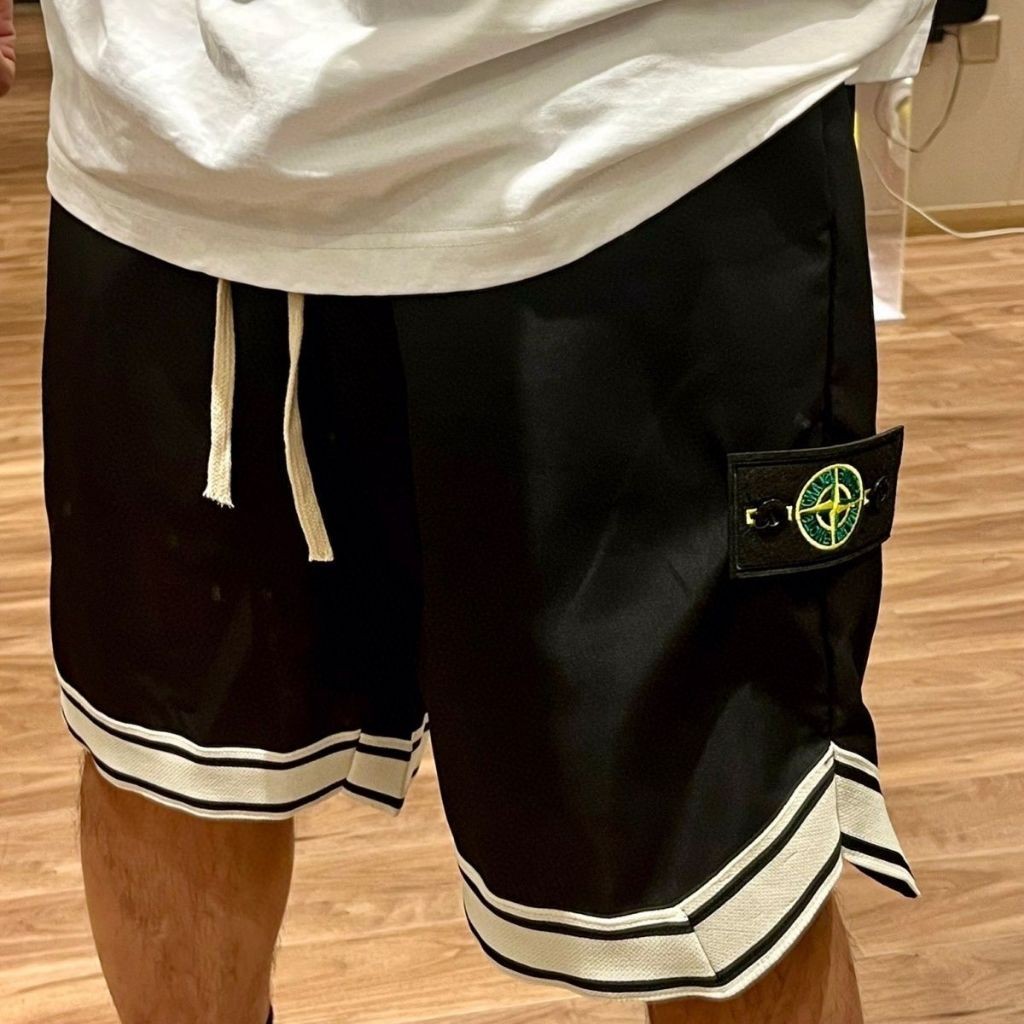 Celana pendek desain logo bordir Stone Island celana pendek kasual Celana pendek Stone Island |375AD