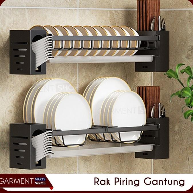Rak Piring Gantung Stainless Steel Mangkok Tempel Dinding Kuat Premium