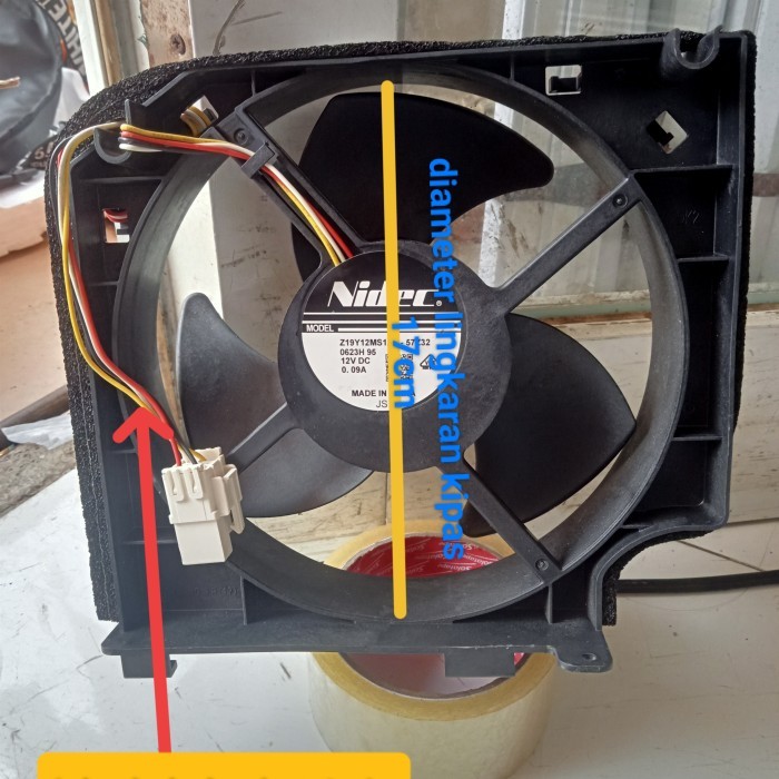 KIPAS MOTOR FAN DC 12V NIDEC KULKAS SHOWCASE SANYO AQUA ORIGINAL