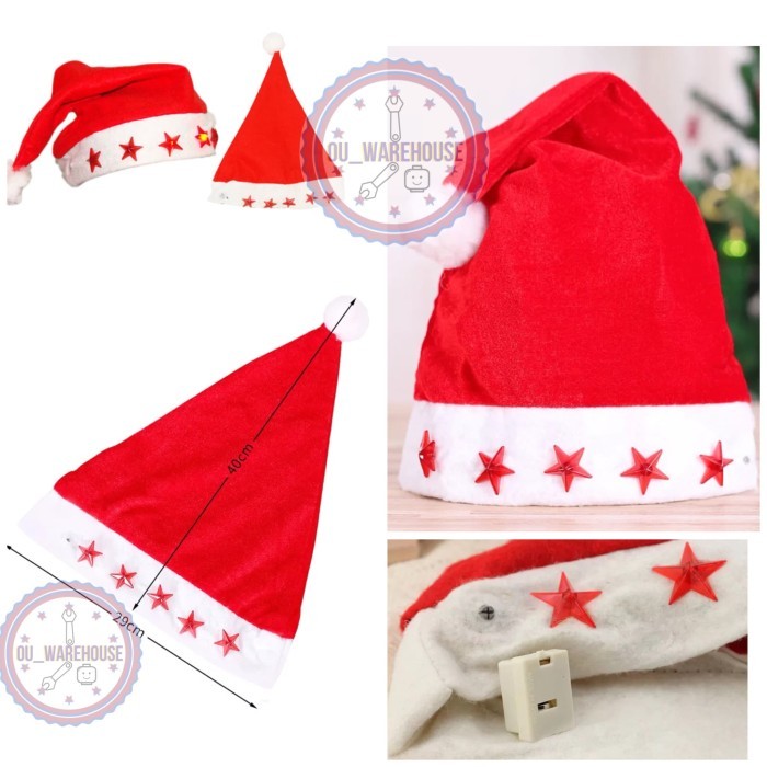 

NEW! Topi natal lampu - TOPI SANTA LED - topi christmas nyala lampu kelip Limited