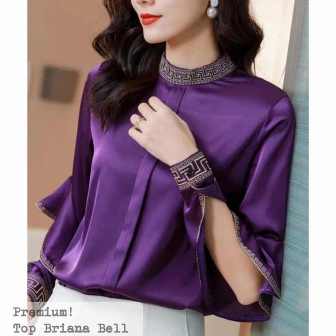 BAJU ATASAN BLOUSE WANITA BRIANA SIZE XL BAHAN SILK SATIN PREMIUM