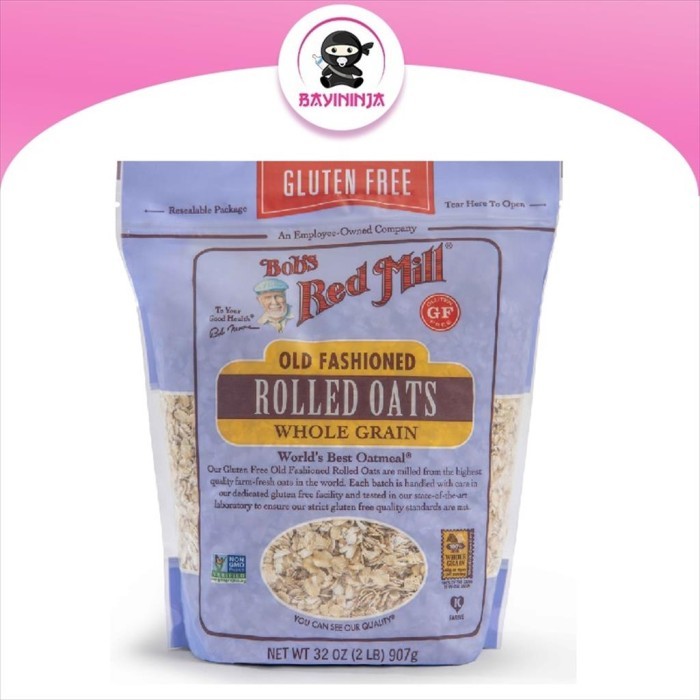 

Bobs Red Mill Gluten Free Old Fashioned Rolled Oats Whole Grain 907 G New