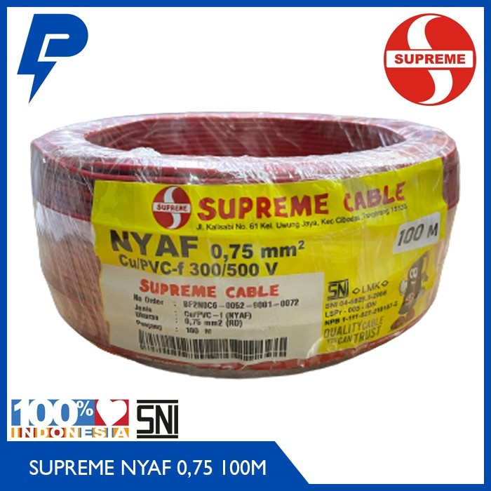 Kabel Supreme Nyaf 0,75 Mm 100 Meter Tunggal Serabut 0,75