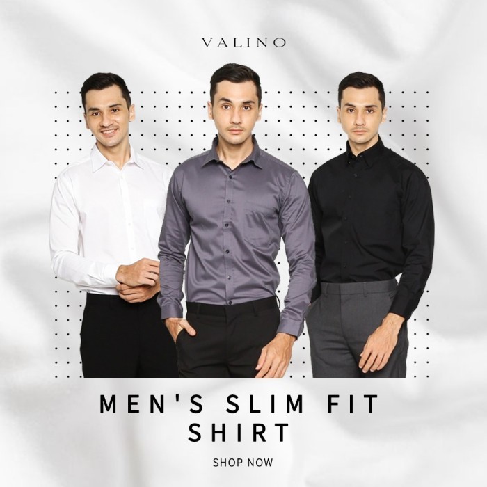 VALINO Kemeja Putih Pria Lengan Panjang - V-XXXE03-A1