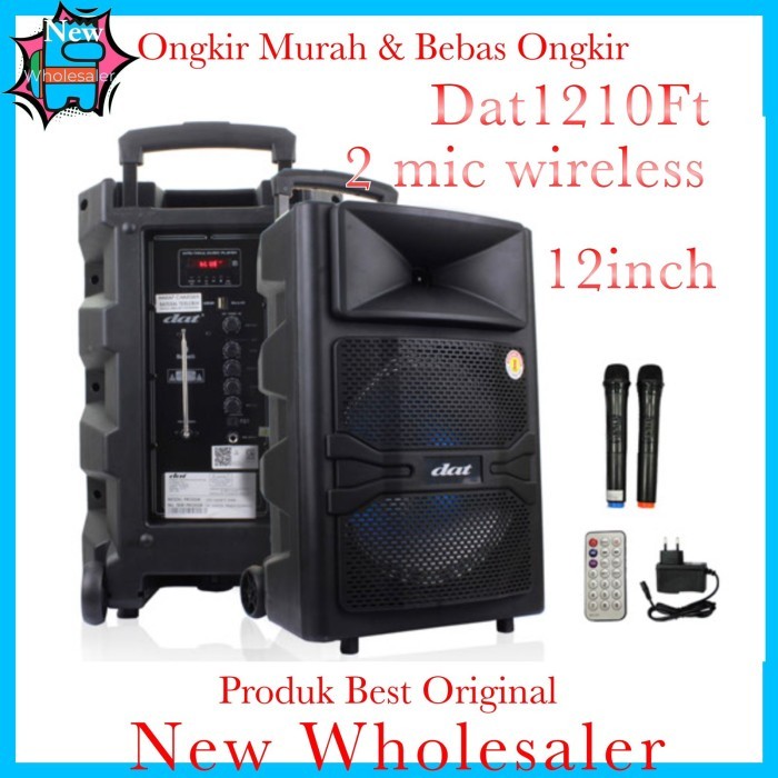Terbaru Speaker Portable 12 Inch Dat Dt1210Ft Sound Aktif Mic Wireless Dt 1210