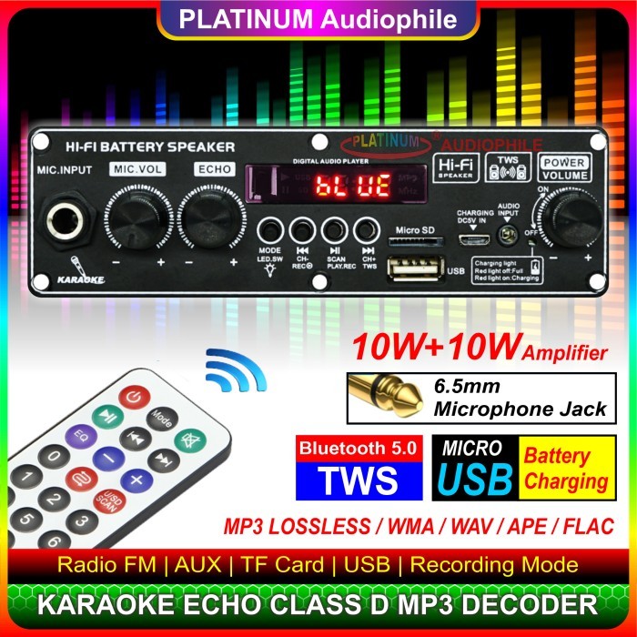 Promo Modul Mp3 Decoder Bluetooth Karaoke Amplifier 2X 10W Multimedia Trolley Speaker Jq-2269