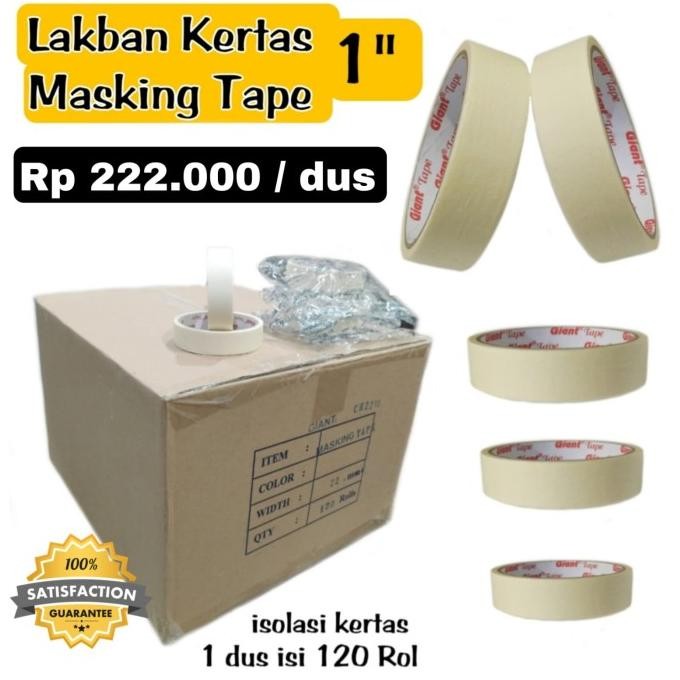 

NEW Lakban kertas isolasi kertas 1" PER DUS isi 120 Rol