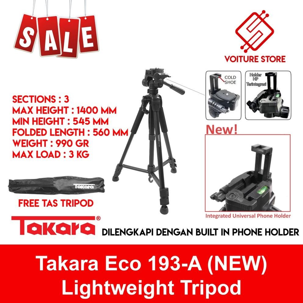 ANGEL>> TAKARA ECO-193A LHTWEHT TRAVEL TRIPOD FREE BAG FOR DSLR RRORLESS ECO 193A