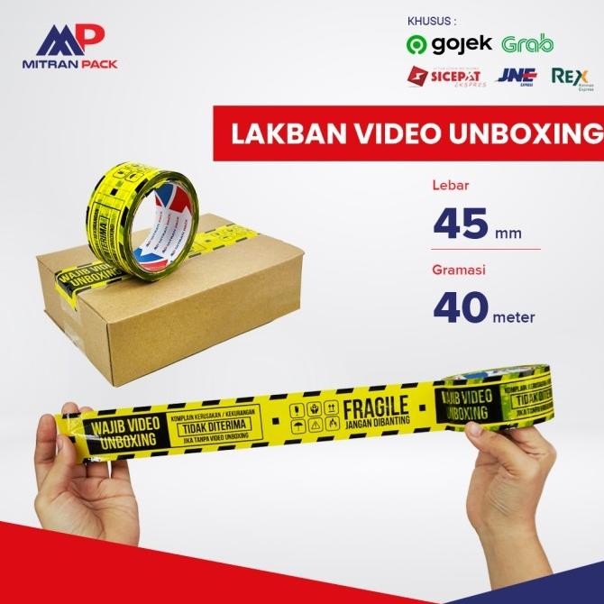 

BEBAS ONGKIR - (1 dus) Lakban printing VIDEO UNBOXING 45 mm x 40 m Mitran Pack