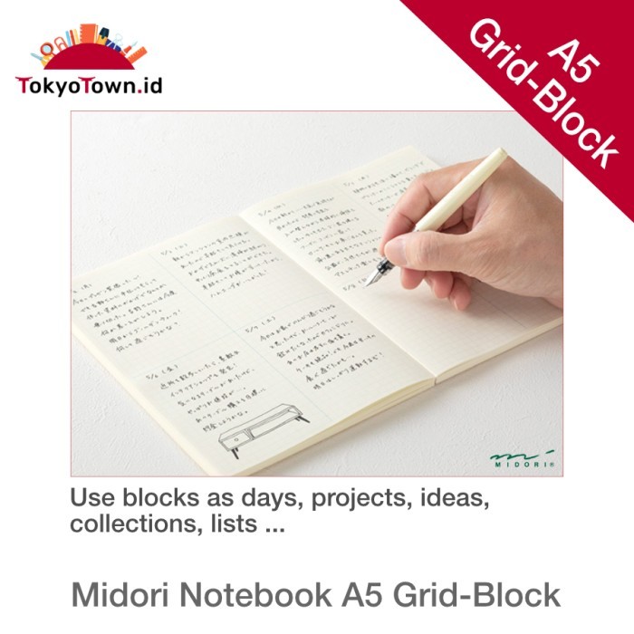 

Midori Notebook Journal A5 Block-Grid Terbaik