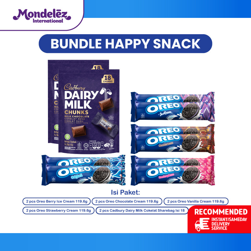 

[BUNDLE HAPPY SNACK] Paket Coklat Cadbury Sharebag dan Biskuit Oreo Snack Cookies Manis Keluarga