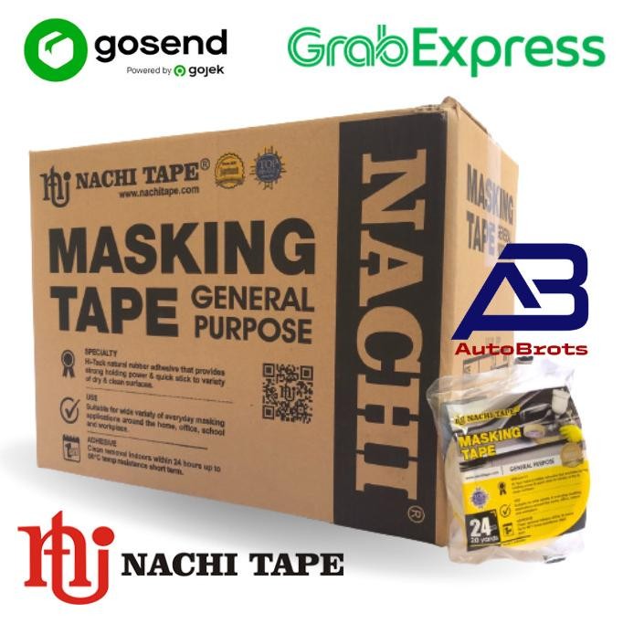 

TERBARU - 1 Dus/96Roll Nachi Masking Tape Isolasi Kertas 1 Inch (24mm) x 20Yard