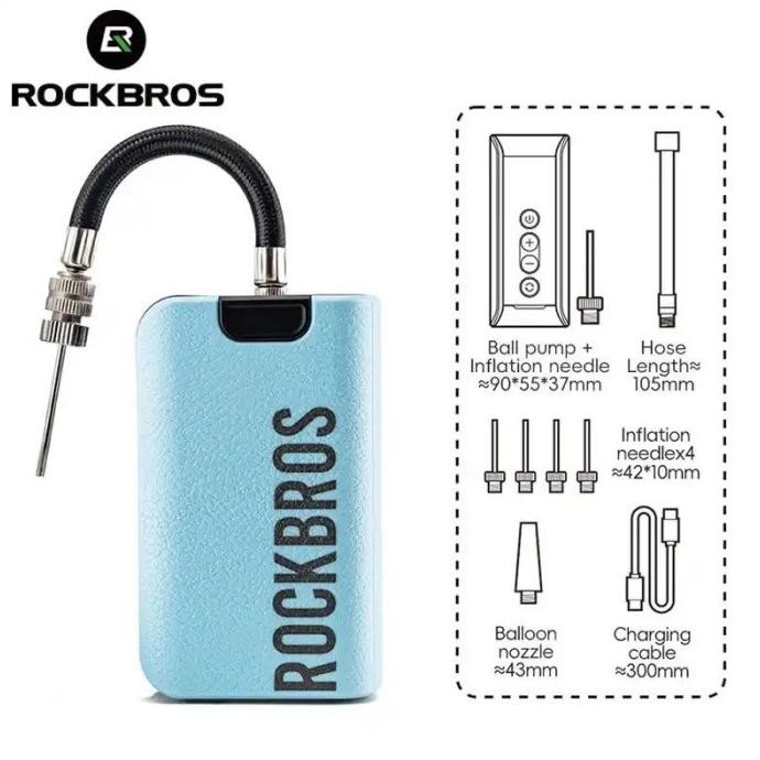 Pompa bola elektrik portable mini Rockbros basket voli soccer sepak bola balon udara listrik 20 psi 