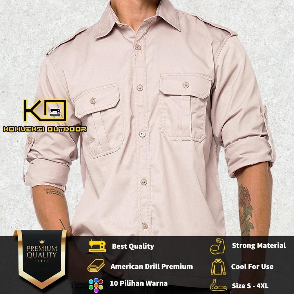 Tinos Baju Kemeja Pdl Outdoor Indoor Lengan Panjang Jumbo Xxxl Xxxxl 3Xl 4Xl - Seragam Kerja Kantor 