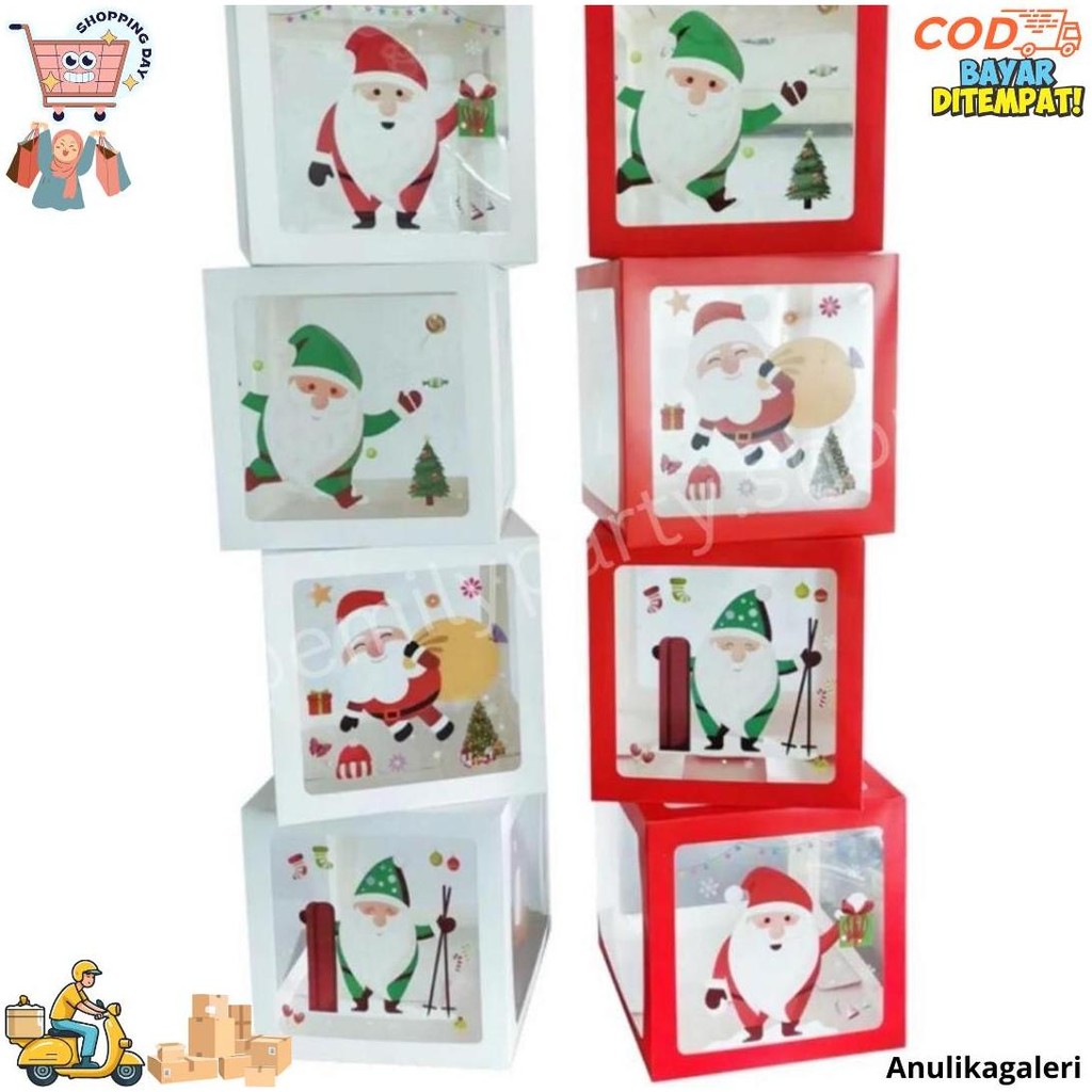 Dekorasi Natal/Box Balon Dekorasi Natal/ Box Balon Christmas Decoration 1Set Isi 4Box D Promo Puncak