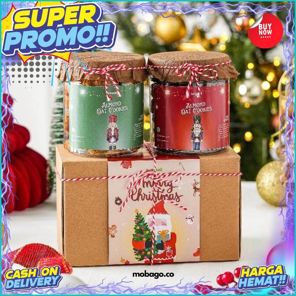 

Hampers Natal / Christmas Hampers - Oatmeal Cookies 2 Jar + Free Kartu + Tali + Voucher + Bubble Wrap | Luckybite Cod