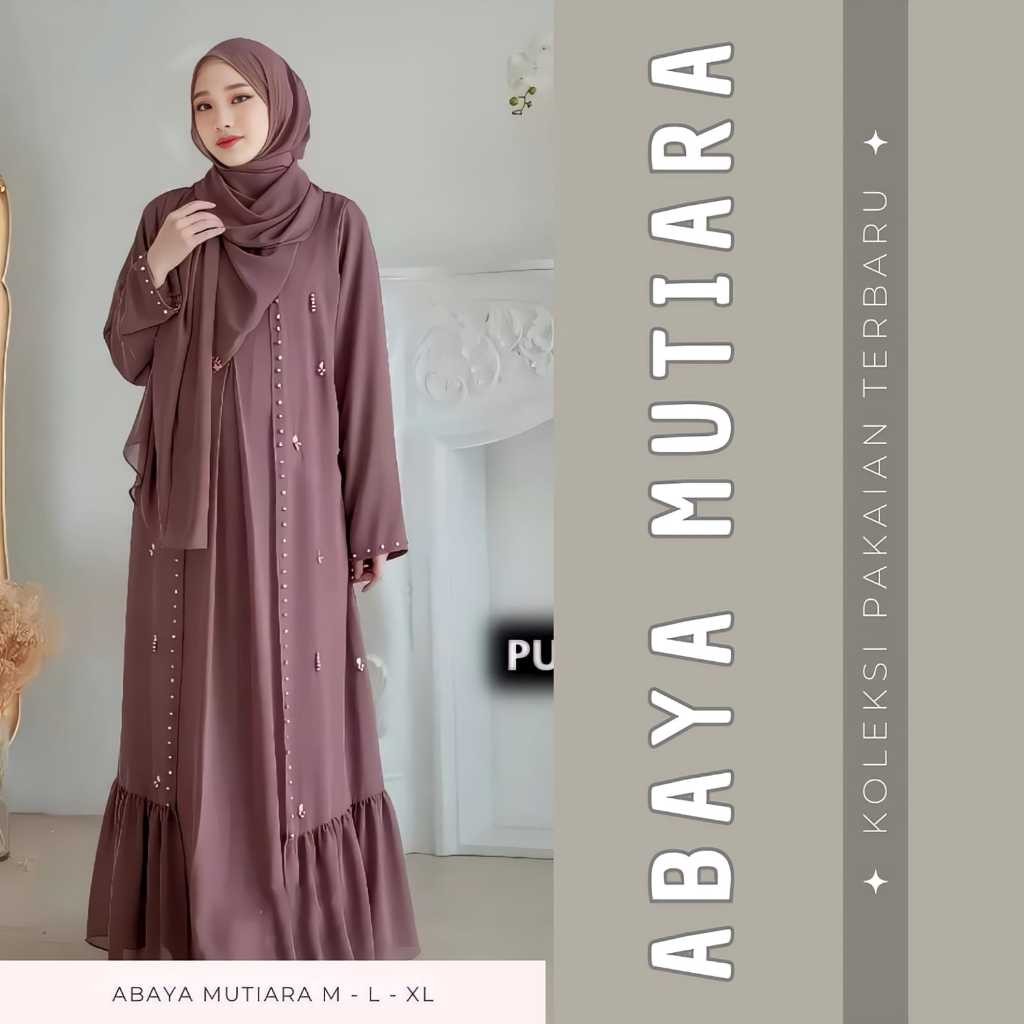Baju Muslim Gamis Abaya Hitam Remaja Terbaru 2024 Bahan Ceruty Babydoll Full Iner Outer Midern Mewah