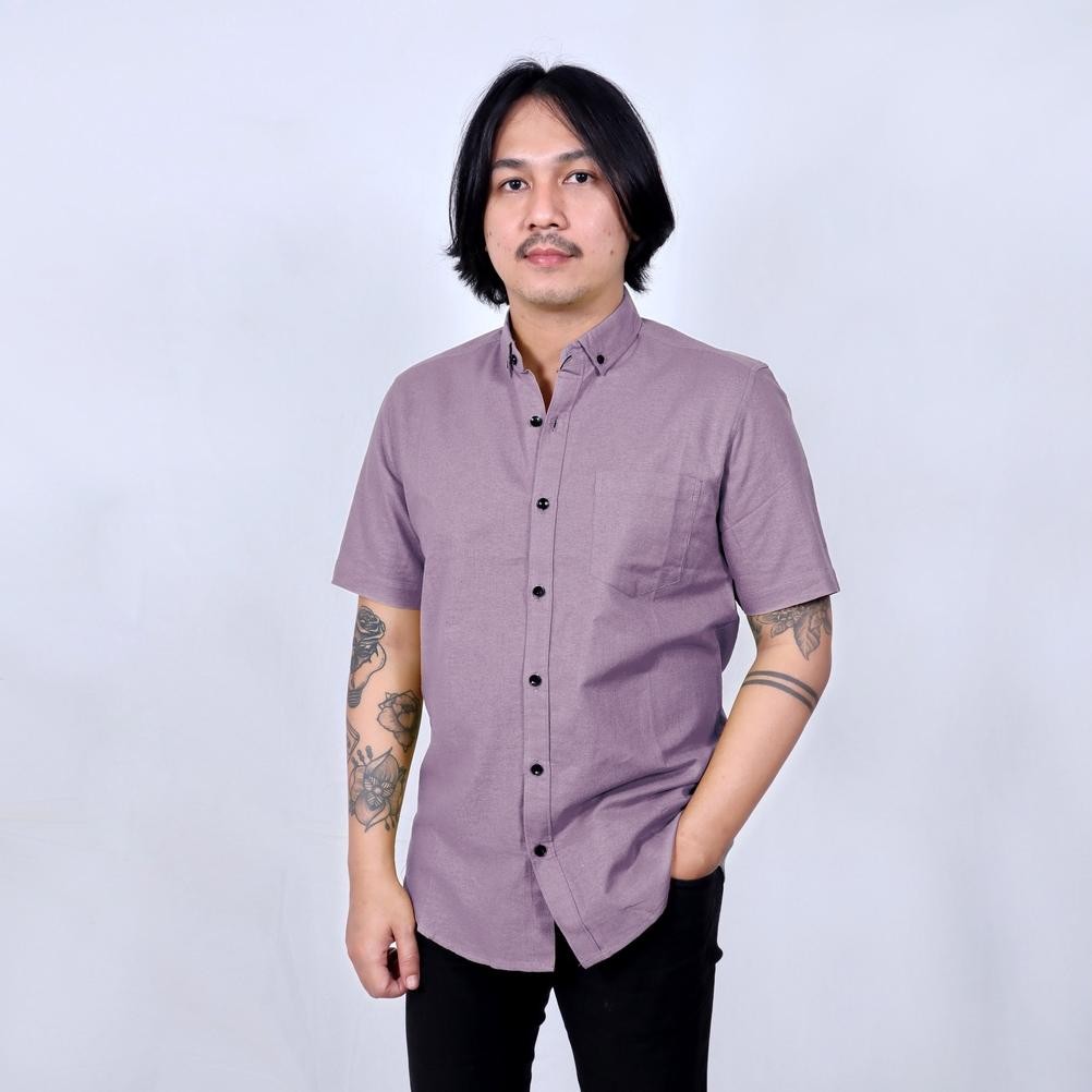 Sr - Kemeja Pria Lengan Pendek Lilac Ungu