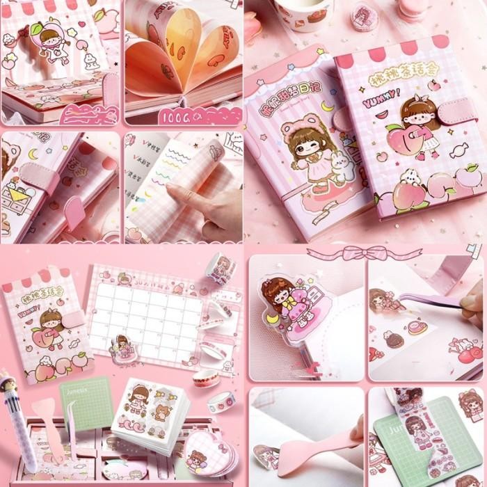 

Cute Diary Set Djournal Book Buku Jurnal Anak Dengan Diy Sticker