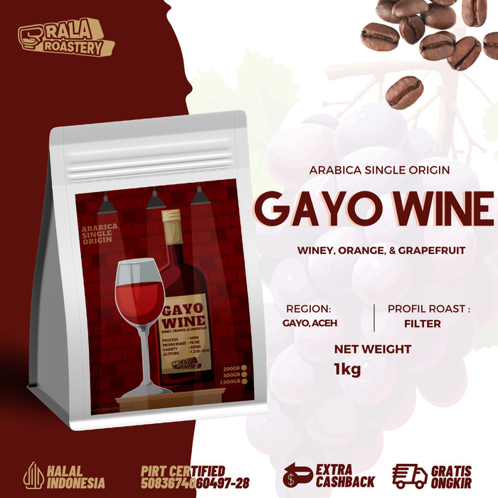 

Kopi Arabika Aceh Gayo Wine Biji Kopi Single Origin Arabica 1Kg