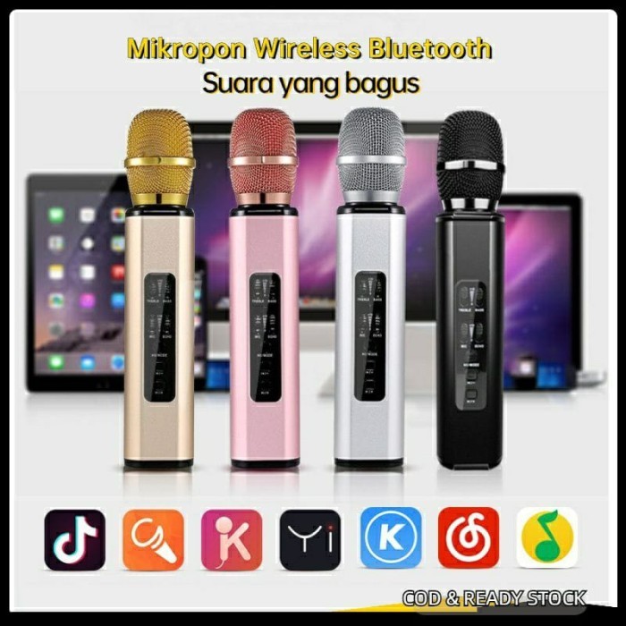 Cuci Gudang Mic K6 Bluetooth Karaoke Wireless Microphone Karaoke Stereo Sound