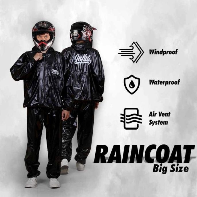 HARGA DISKON Jas Hujan Pria Jumbo Mantel Ujan Setelan Besar Tebal Karet Anti Sobek