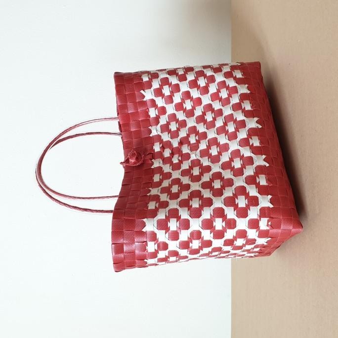 Marla Bag (Merah) - Tas Anyaman Merah, Tas Hampers Imlek Natal Anyam