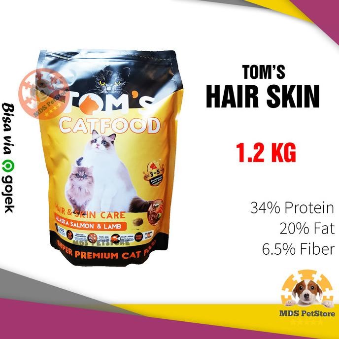 Tom's Cat Food Hair and Skin Care 1.2 Kg | toms tomcat 1.2kg 1,2