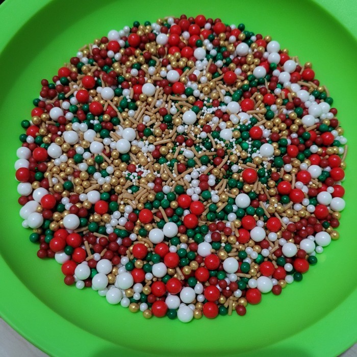 

Natal sprinkle pearls christmas hiasan kue/cupcake spikle 4 warna Limited