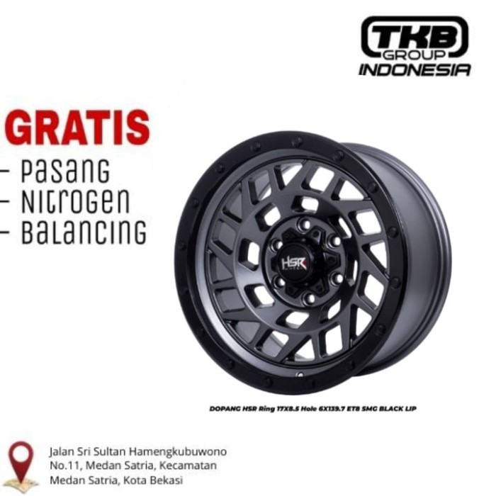 Velg offroad hsr ring 17 h6x139,7 buat pajero hilux triton grey black