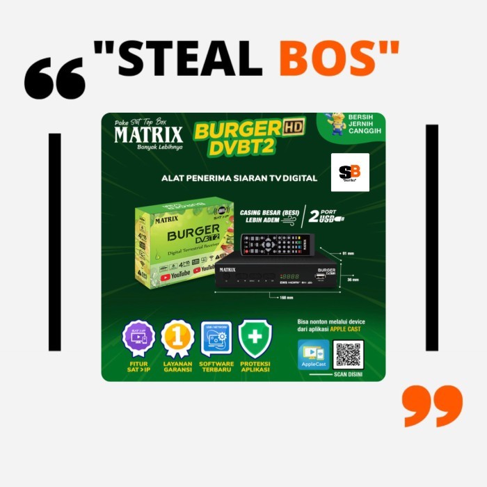 set top box DVBT2 receiver matrix burger hijau/stb matrix burger hijau