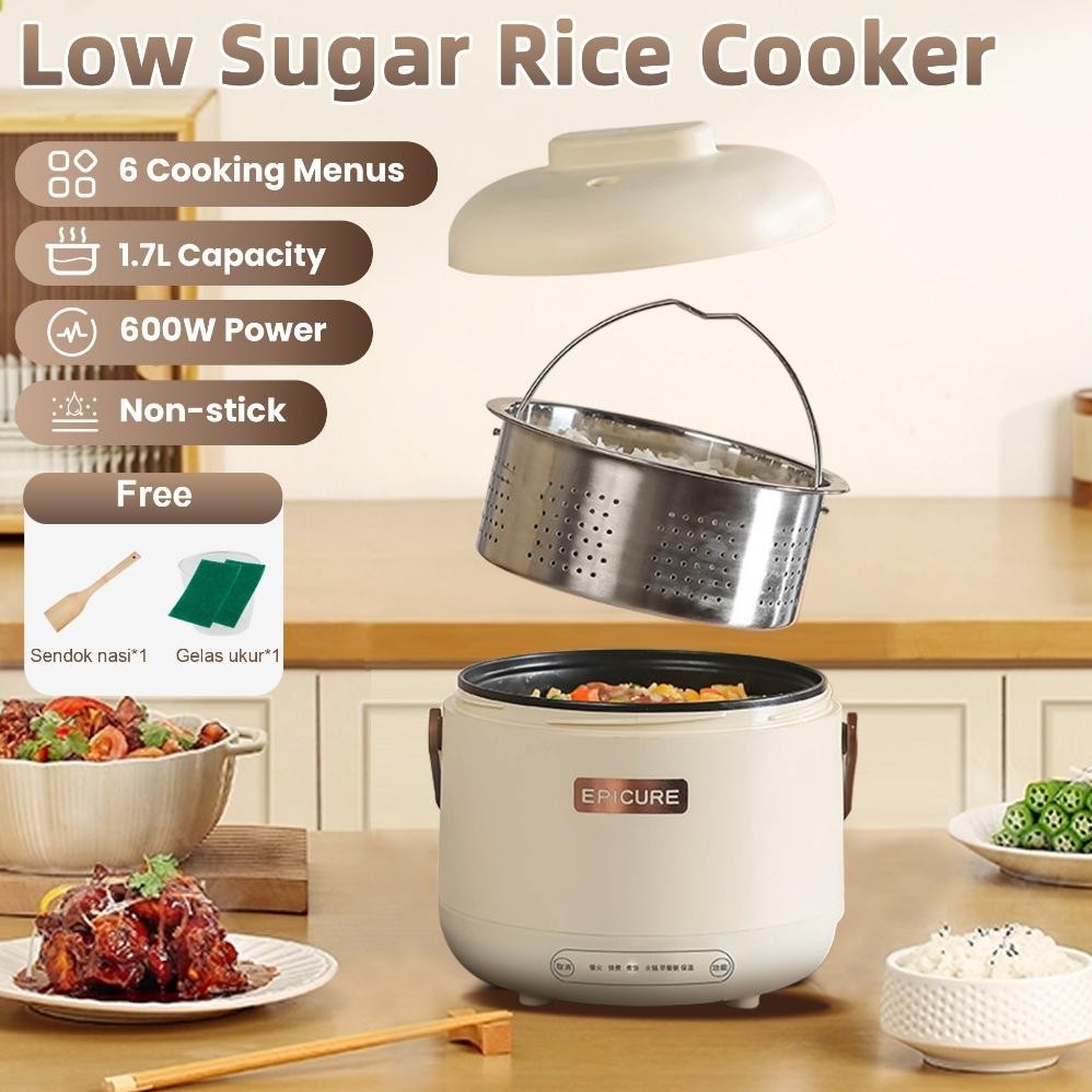 Rice Cooker ni 1.7L Magic com Multifungsi Penanak Nasi Digital Panci Listrik Serbaguna 600watt Lapis