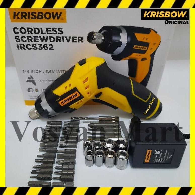 Krisbow Bor Obeng Baterai Cordless Screwdriver 3,6V || Cordless Screwdriver Krisbow || Obeng Baterai