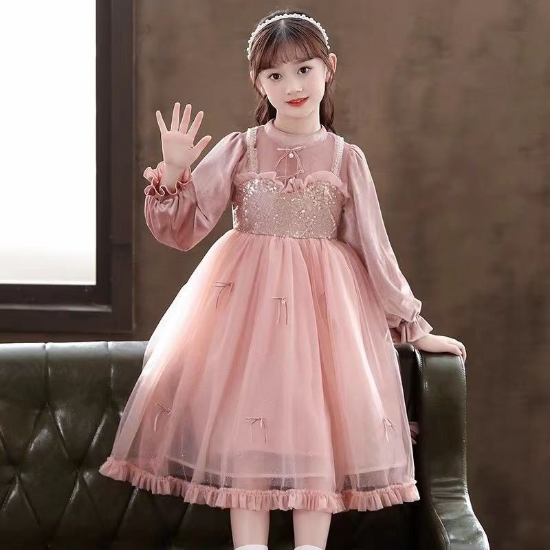 Gaun Putri Anak Perempuan, Gaun Rok Anak Perempuan Modis Gaya Korea