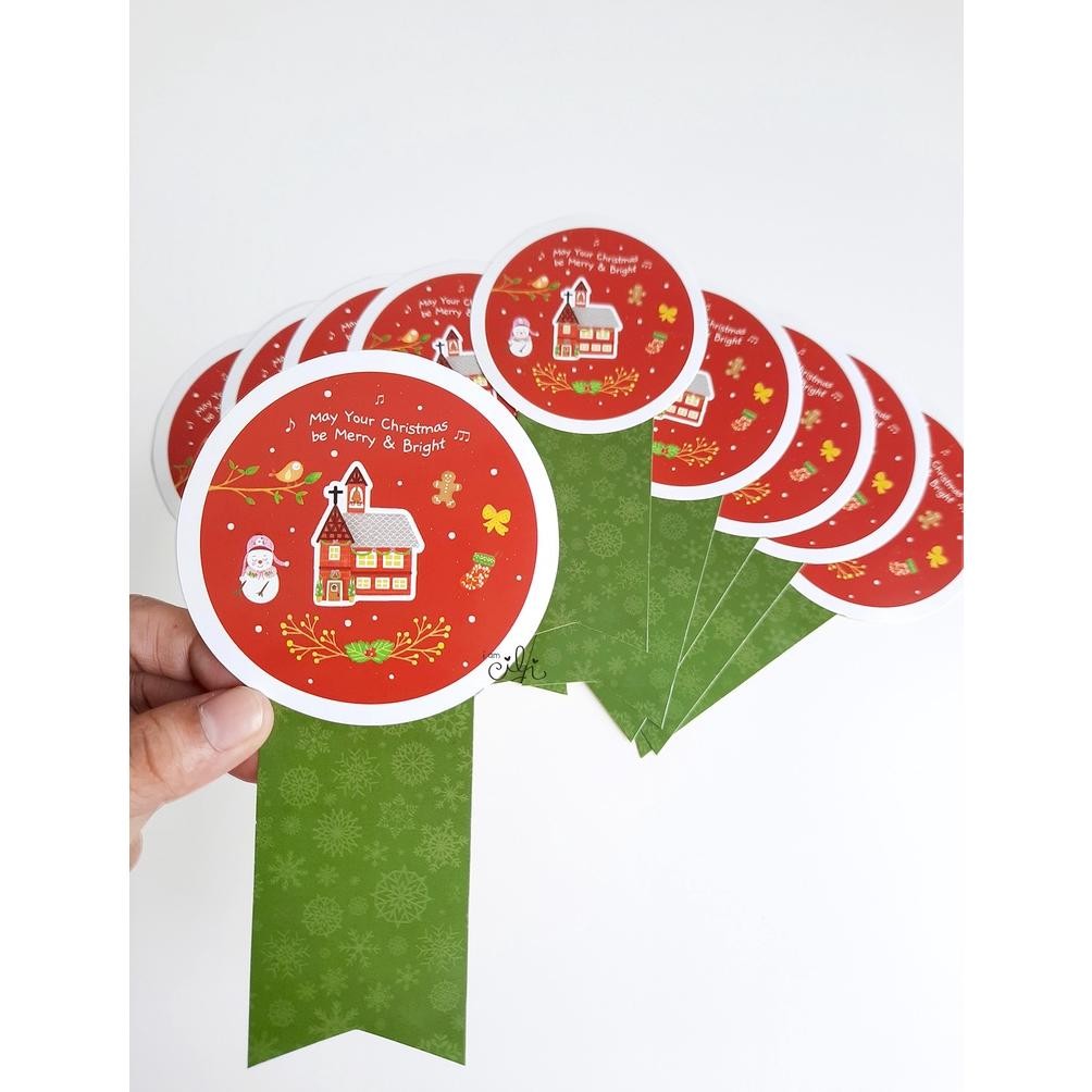 

(Sc027/Sc028) Stiker Toples Kue Kering Natal Merry Christmas Chruch